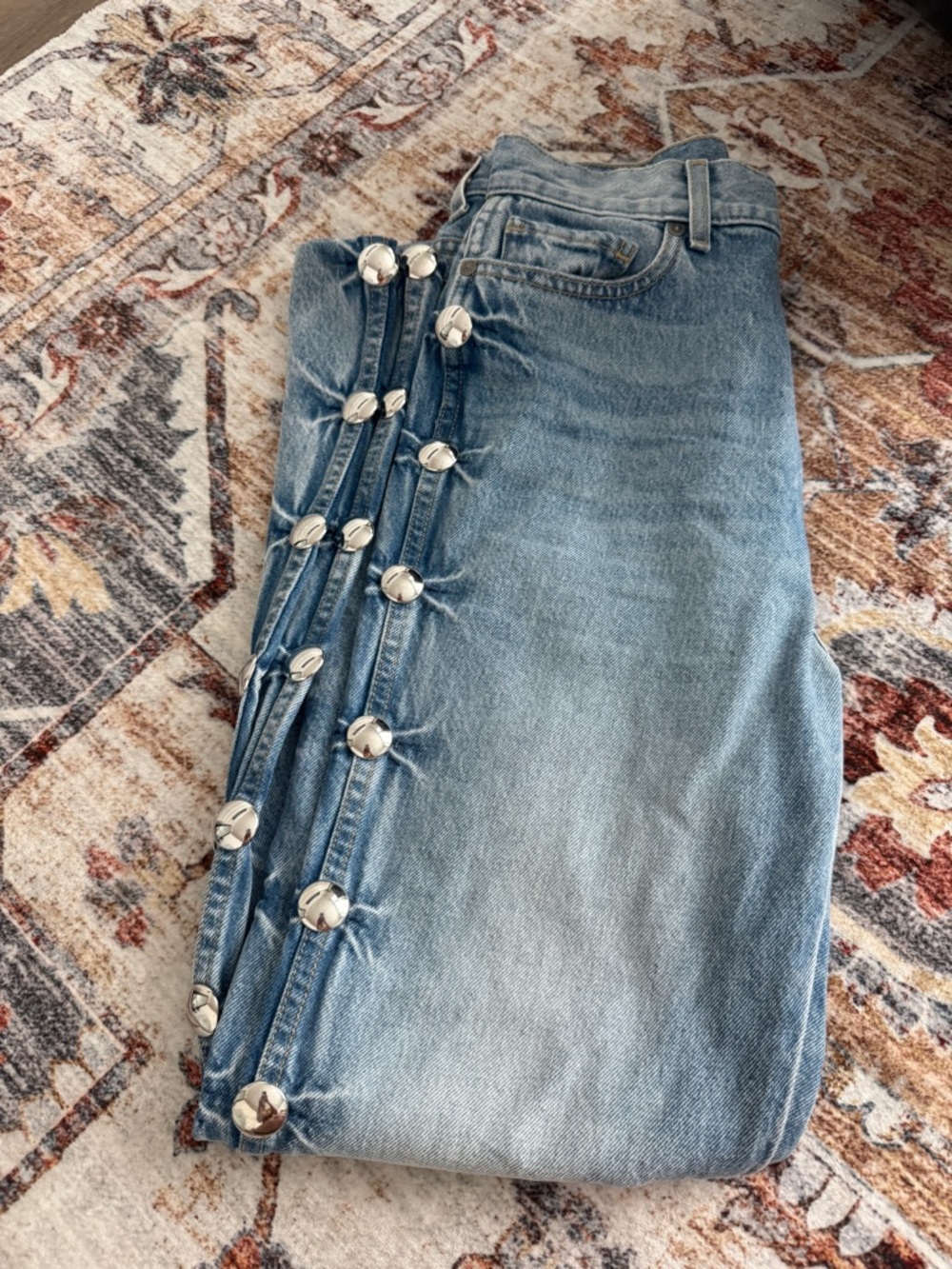 Khaite Danielle Women’s Straight-Leg Jeans with Side Ring Detail - Picture 15 of 17